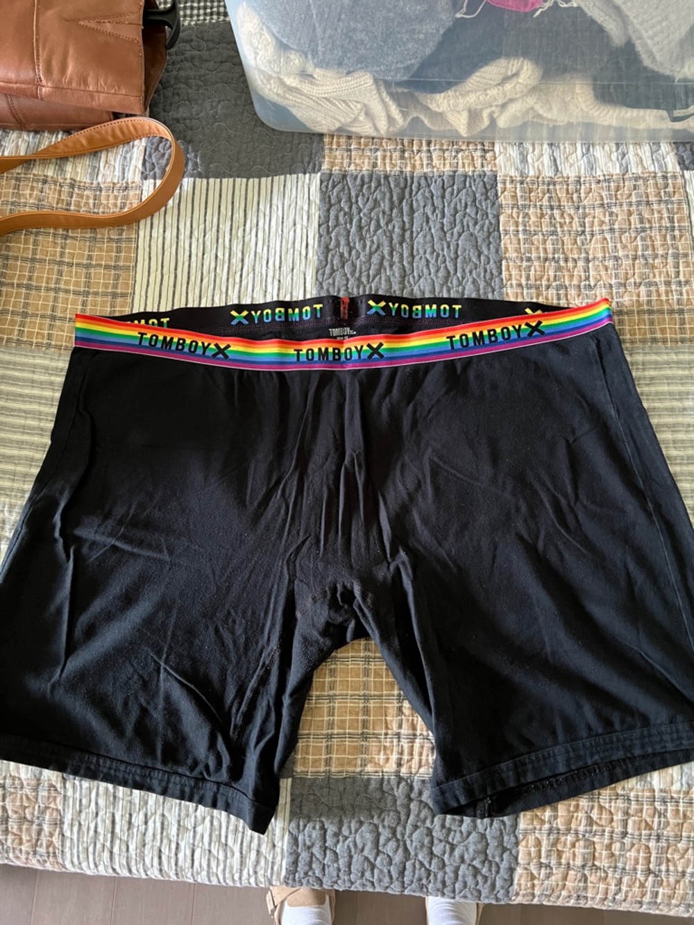 TomboyX Black Boxer Briefs with Rainbow Logo Waistband